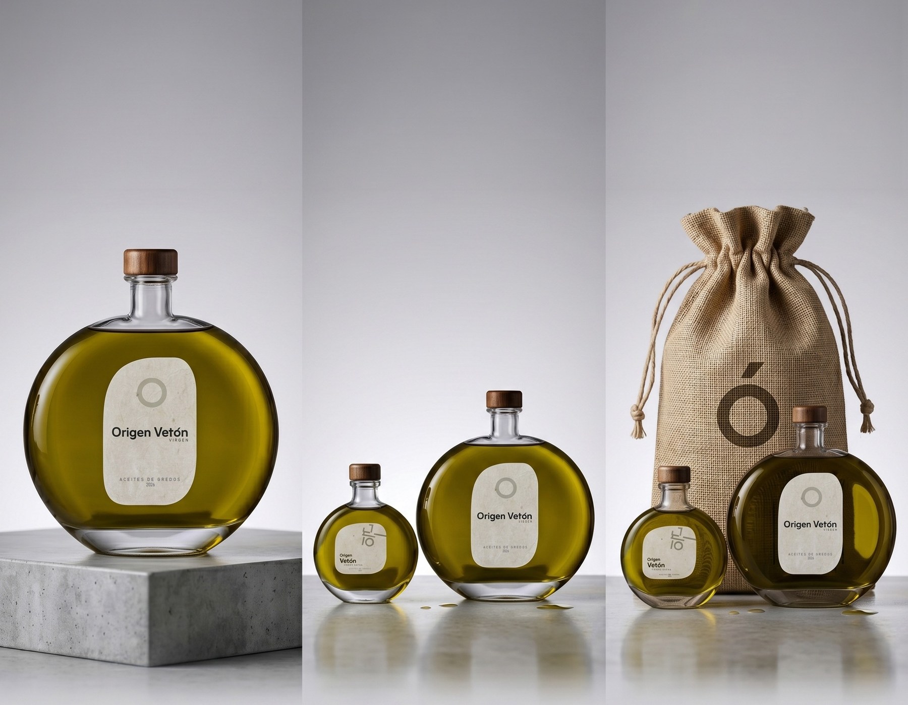 Colección de botellas y bolsa de Origen Vetón